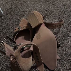 Free People Tan Heeled Shoes with Buckle